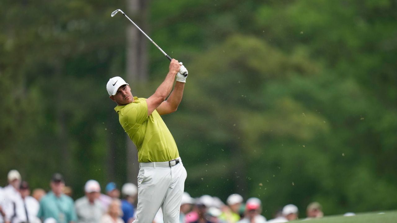 Koepka tees off from the 12th hole.