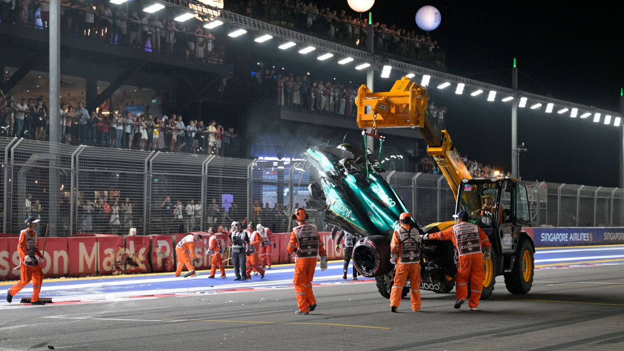 Formula One Driver Lance Stroll Suffers Huge Crash During Singapore GP ...