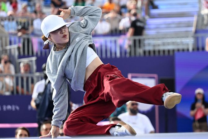 Japan's Ami Yuasa competes in breaking on August 9. <a href=