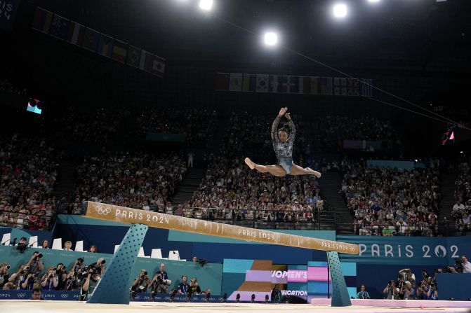 US gymnast Simone Biles competes on the balance beam during the Olympic qualification round on July 28. <a href=