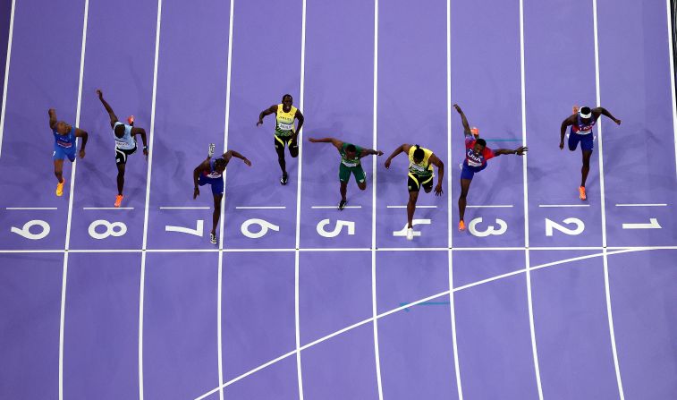 The men's 100-meter race <a href=