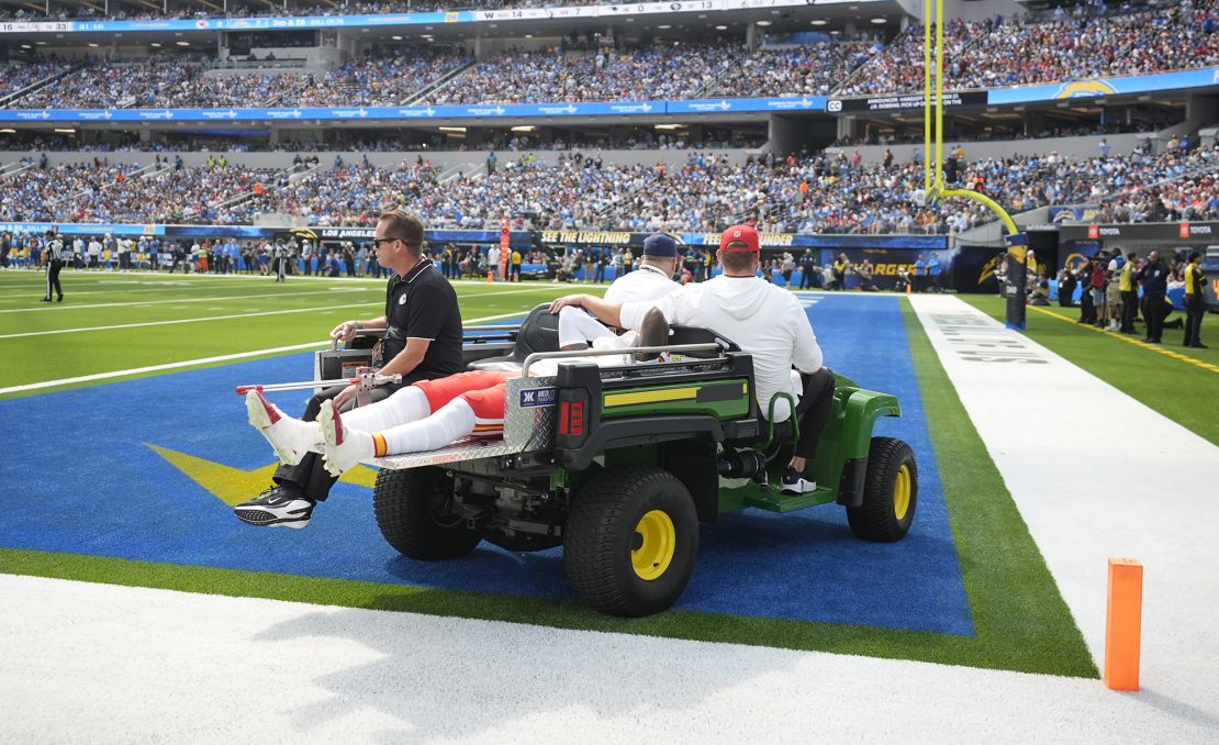 Rice was carted off during the Chiefs' Week 4 game against the Chargers.