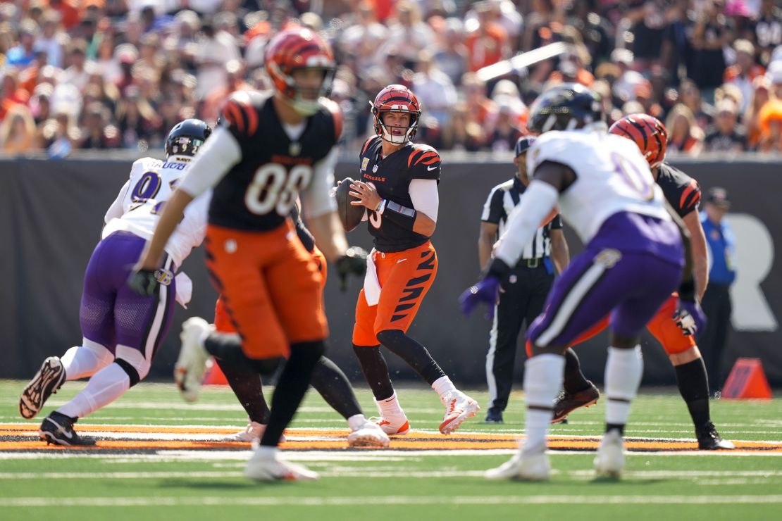 Burrow threw for five touchdowns in the overtime loss to the Ravens.