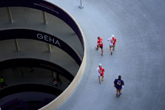 Fans enter Arrowhead Stadium in Kansas City, Missouri, ahead of the game between the Kansas City Chiefs and the Baltimore Ravens on September 5.