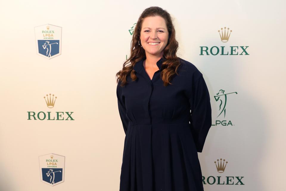 NAPLES, FLORIDA - NOVEMBER 20: Ally Ewing of the United States poses for a photograph on the green carpet before the 2024 LPGA Rolex Players Awards at Tiburon Golf Club on November 20, 2024 in Naples, Florida. (Photo by Michael Reaves/Getty Images) ORG XMIT: 776241820 ORIG FILE ID: 2185824640