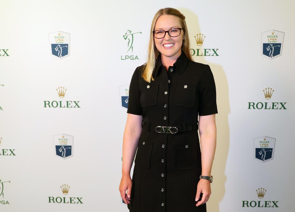 NAPLES, FLORIDA - NOVEMBER 20: Brooke M. Henderson of Canada poses for a photograph on the green carpet before the 2024 LPGA Rolex Players Awards at Tiburon Golf Club on November 20, 2024 in Naples, Florida. (Photo by Michael Reaves/Getty Images) ORG XMIT: 776241820 ORIG FILE ID: 2185842873